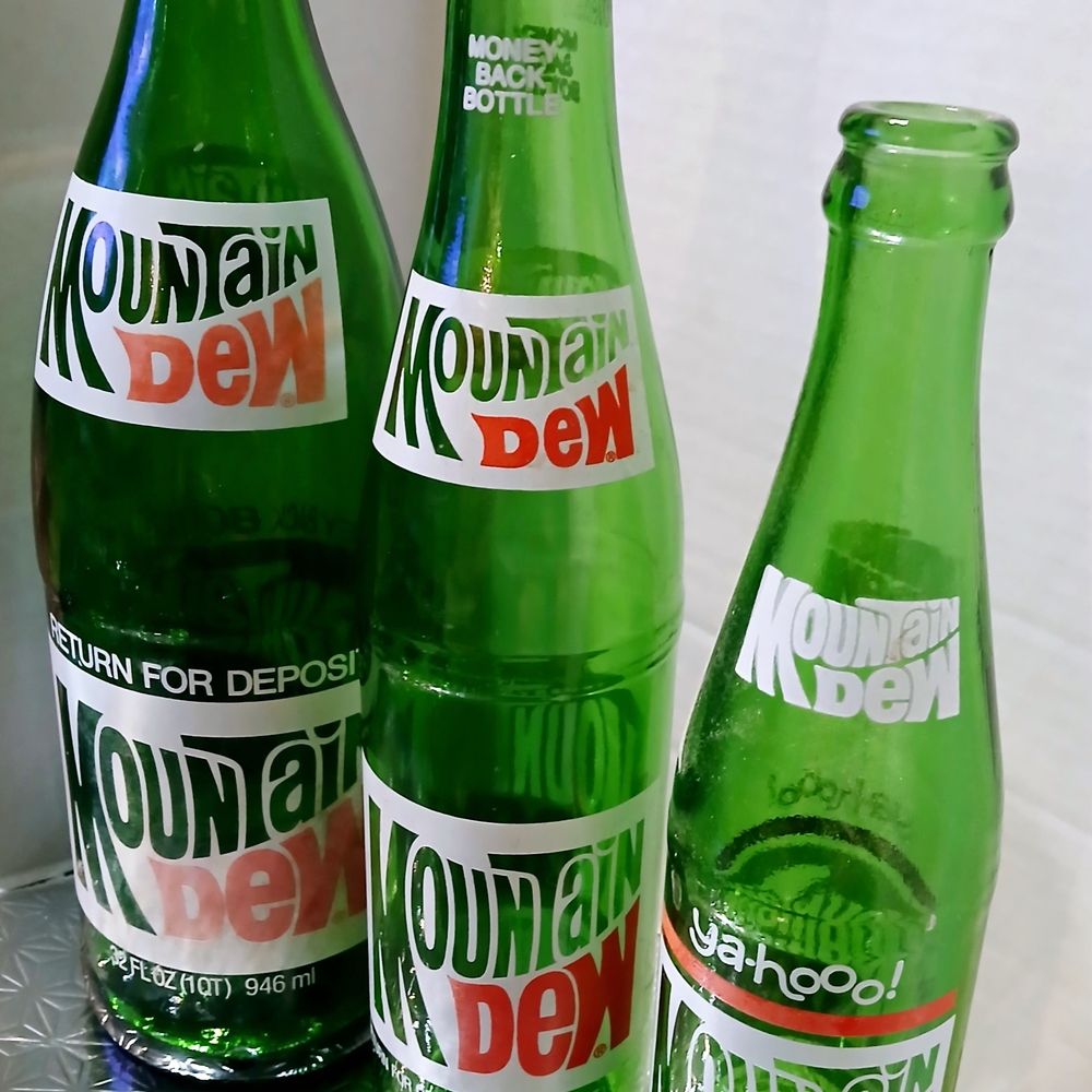 Green Glass Bottles - Set of 3